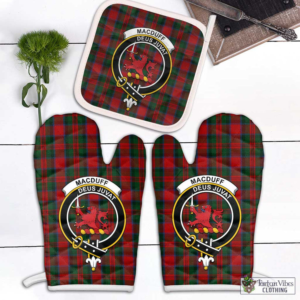 MacDuff (McDuff) Tartan Combo Oven Mitt & Pot-Holder with Family Crest White - Tartan Vibes Clothing