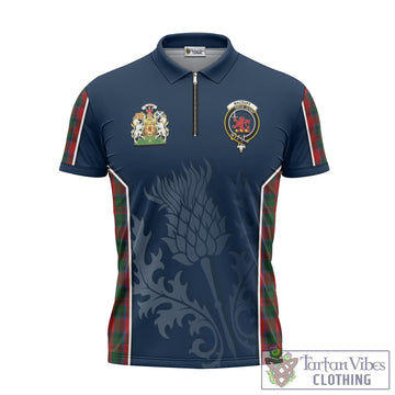 MacDuff (McDuff) Tartan Zipper Polo Shirt with Family Crest and Scottish Thistle Vibes Sport Style