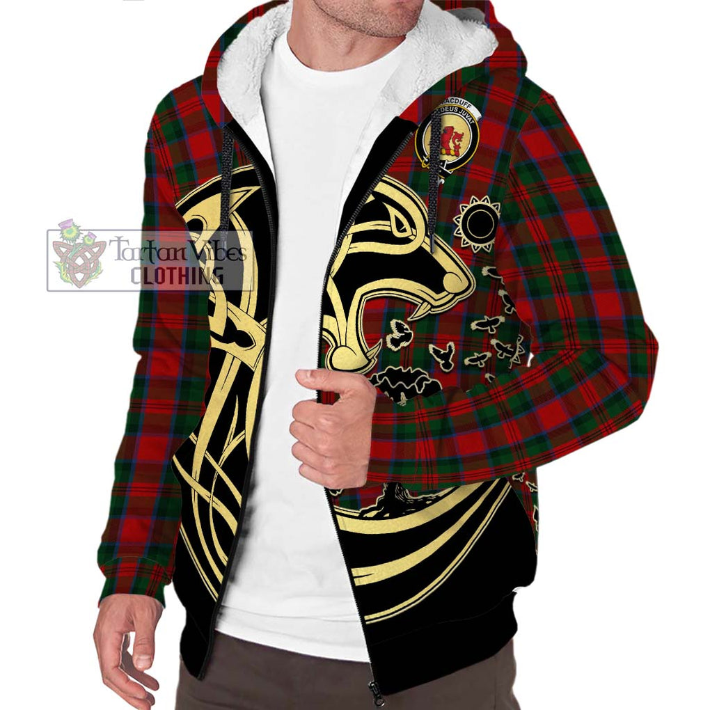 MacDuff (McDuff) Tartan Sherpa Hoodie with Family Crest Celtic Wolf Style Unisex S - Tartan Vibes Clothing