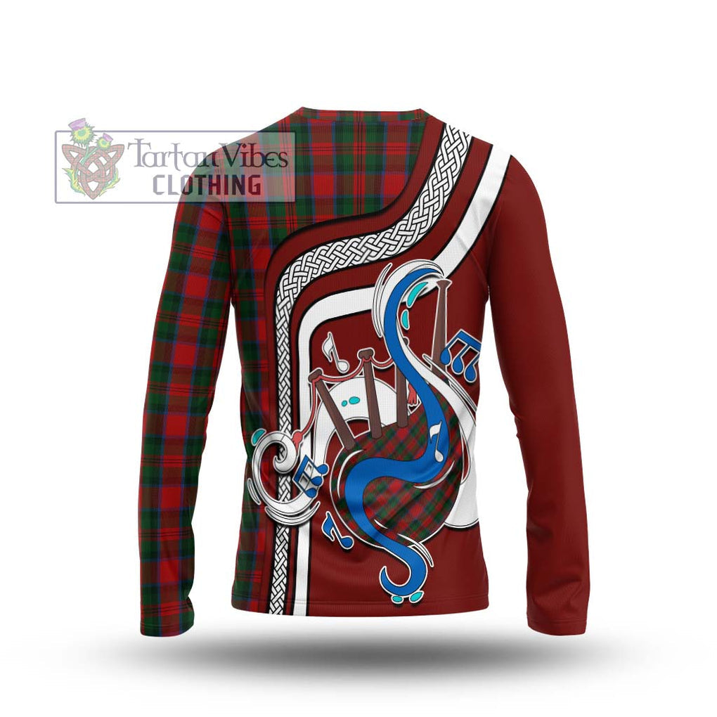 Tartan Vibes Clothing MacDuff Tartan Long Sleeve T-Shirt with Epic Bagpipe Style