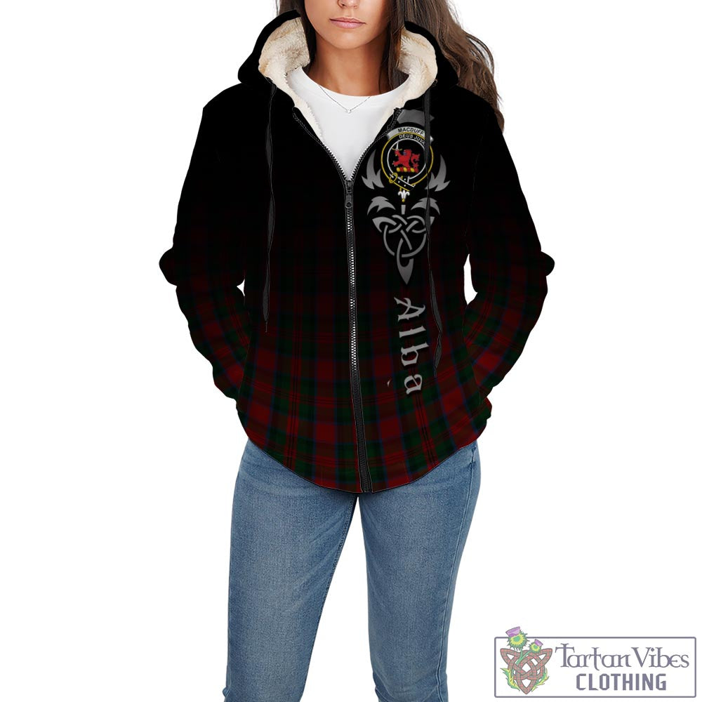 Tartan Vibes Clothing MacDuff Tartan Sherpa Hoodie Featuring Alba Gu Brath Family Crest Celtic Inspired