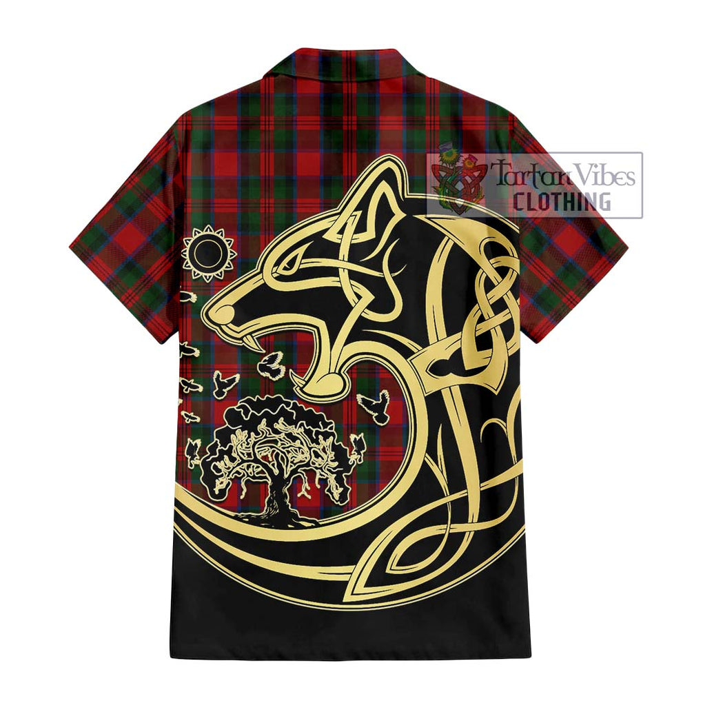 MacDuff (McDuff) Tartan Short Sleeve Button Shirt with Family Crest Celtic Wolf Style - Tartan Vibes Clothing