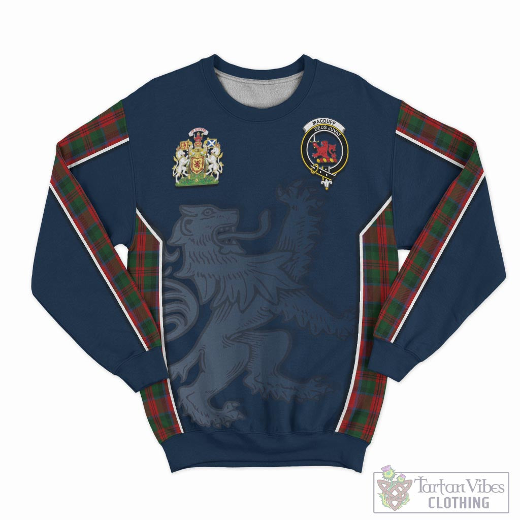 Tartan Vibes Clothing MacDuff Tartan Sweater with Family Crest and Lion Rampant Vibes Sport Style