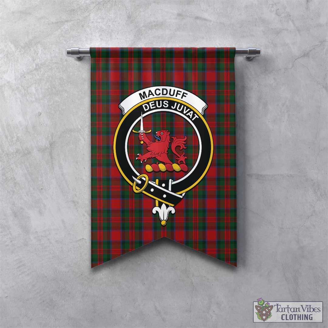 Tartan Vibes Clothing MacDuff Tartan Gonfalon, Tartan Banner with Family Crest