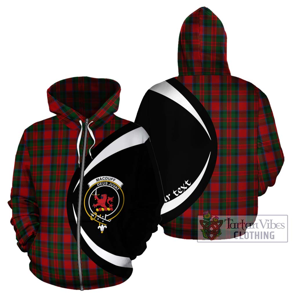 Tartan Vibes Clothing MacDuff Tartan Hoodie with Family Crest Circle Style