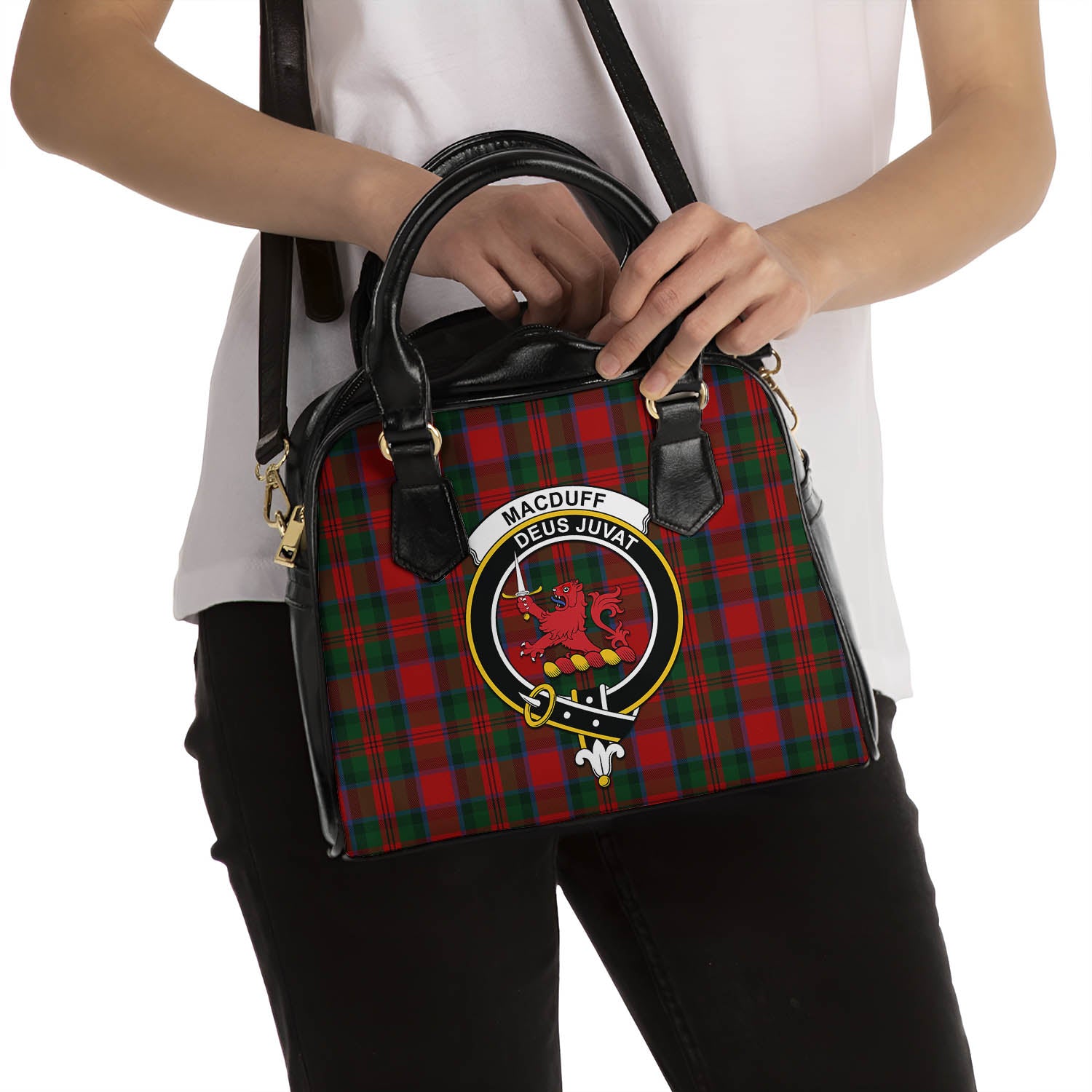 MacDuff Tartan Shoulder Handbags with Family Crest - Tartanvibesclothing