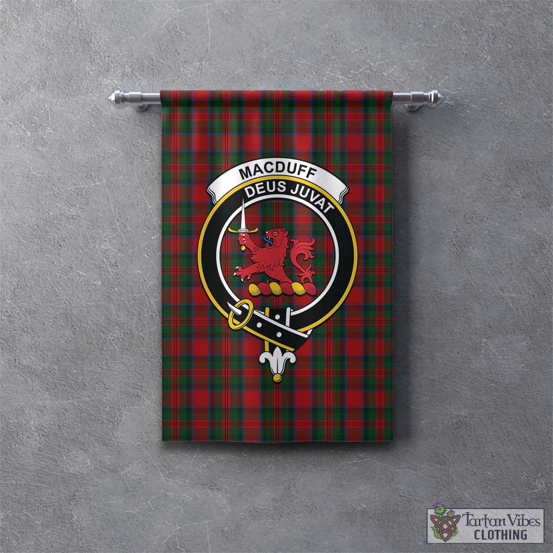 Tartan Vibes Clothing MacDuff Tartan Gonfalon, Tartan Banner with Family Crest