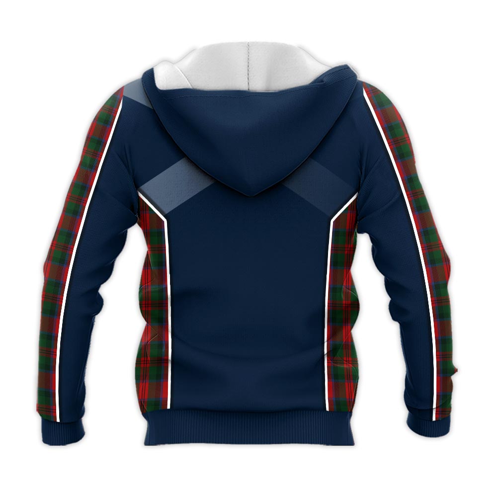 Tartan Vibes Clothing MacDuff Tartan Knitted Hoodie with Family Crest and Scottish Thistle Vibes Sport Style