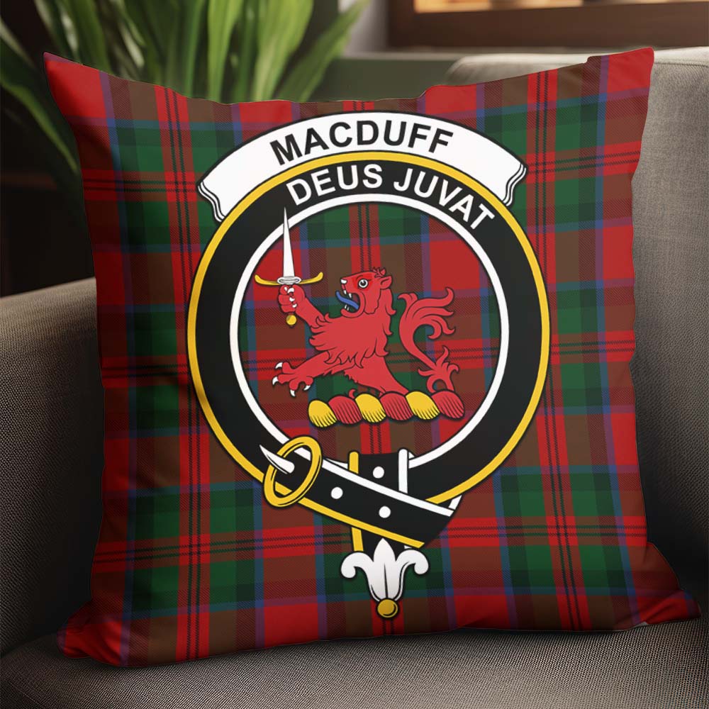 MacDuff Tartan Pillow Cover with Family Crest - Tartanvibesclothing