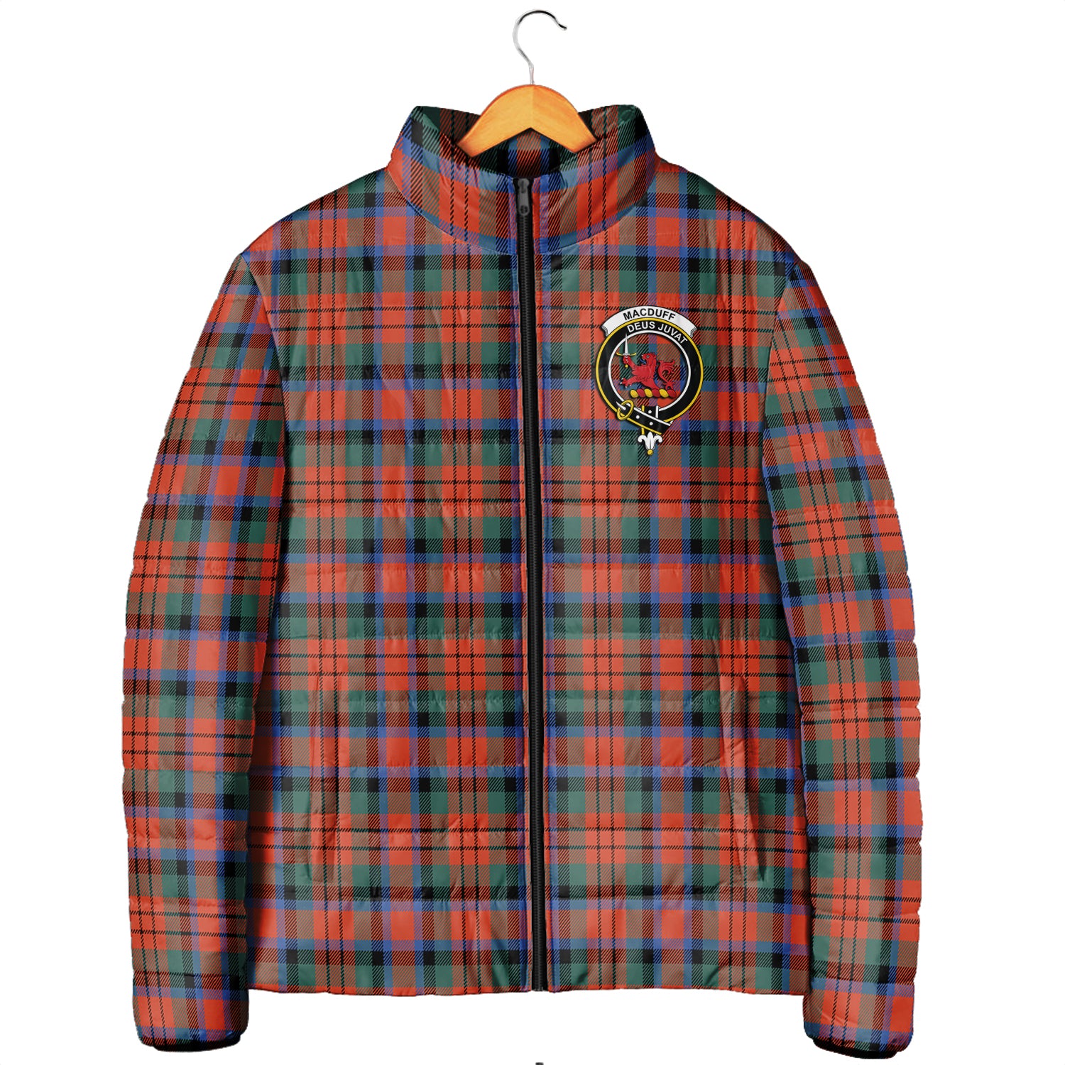 MacDuff Ancient Tartan Padded Jacket with Family Crest Men's Padded Jacket - Tartan Vibes Clothing