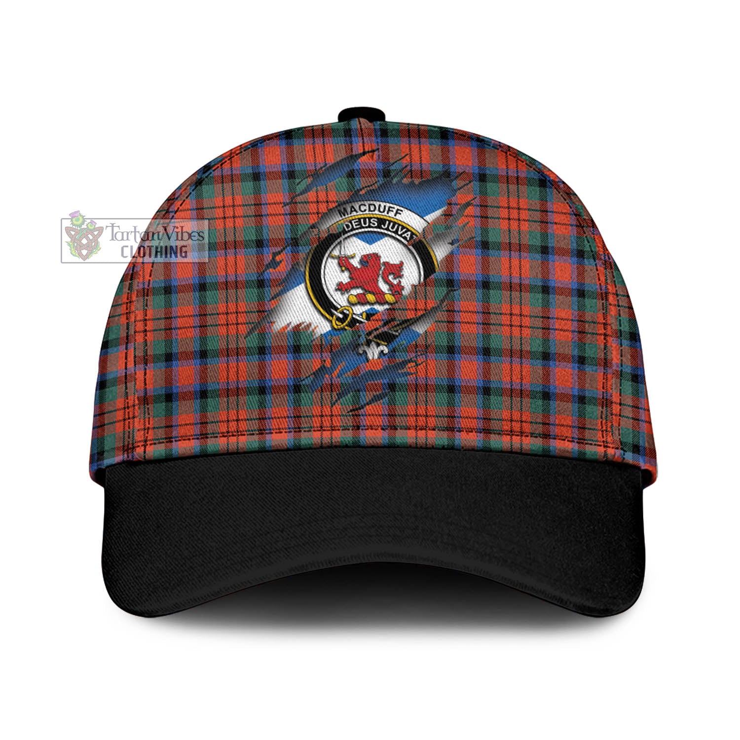 Tartan Vibes Clothing MacDuff Ancient Tartan Classic Cap with Family Crest In Me Style