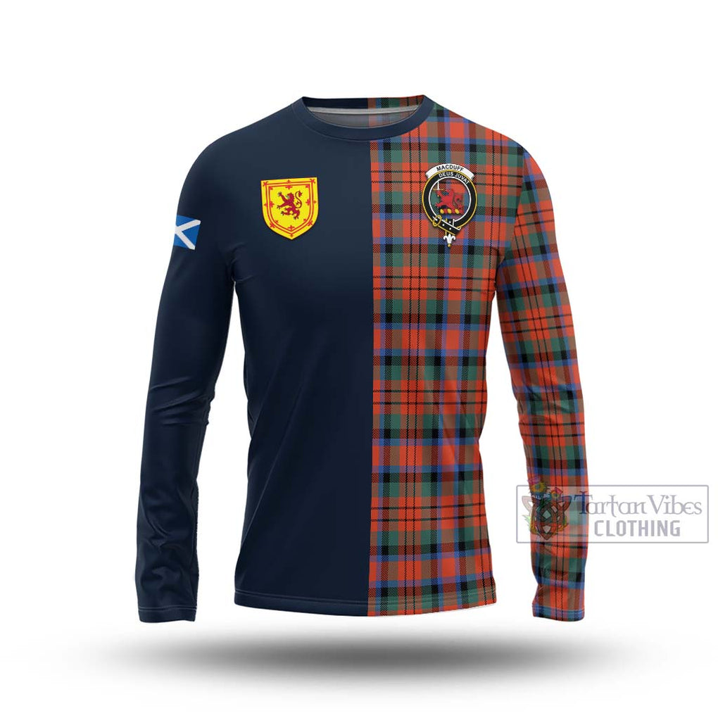 Tartan Vibes Clothing MacDuff Ancient Tartan Long Sleeve T-Shirt with Scottish Lion Royal Arm Half Style