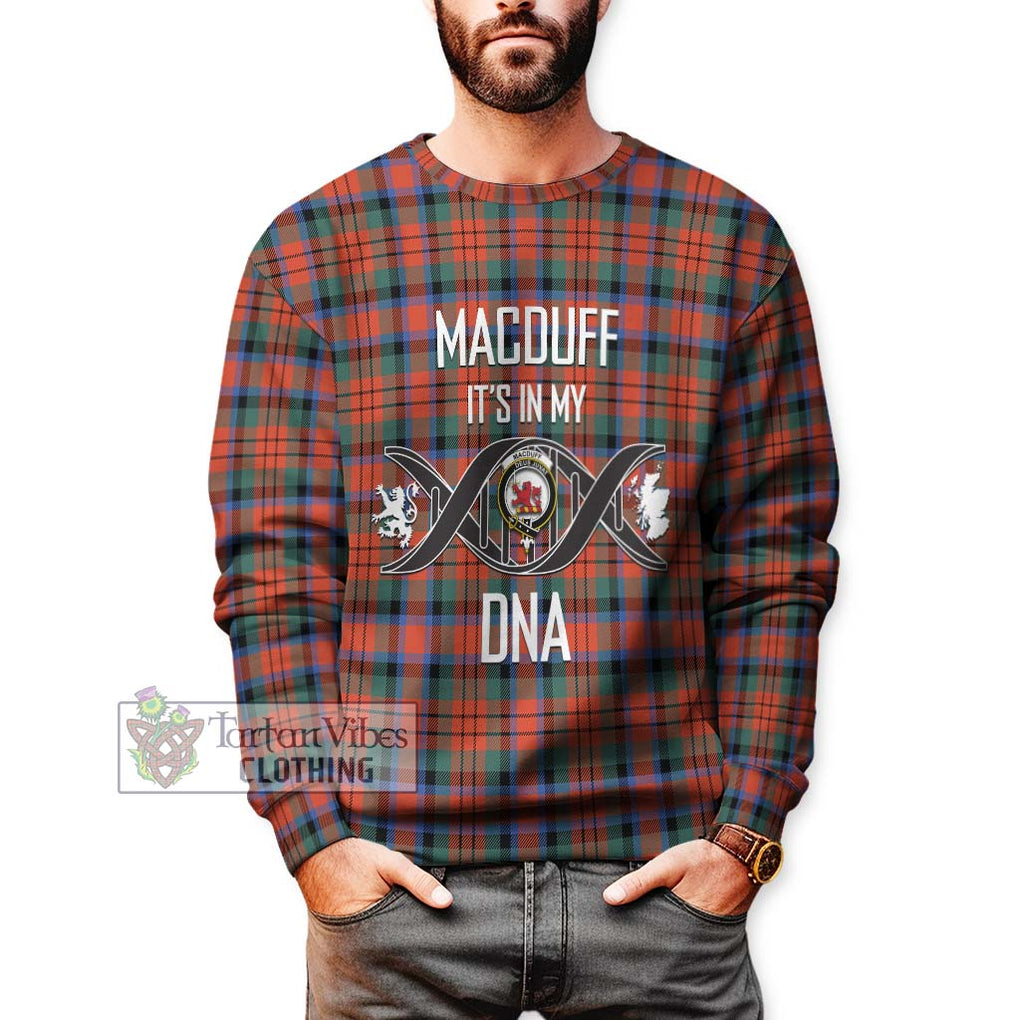 MacDuff Ancient Tartan Sweatshirt with Family Crest DNA In Me Style Unisex - Tartanvibesclothing Shop