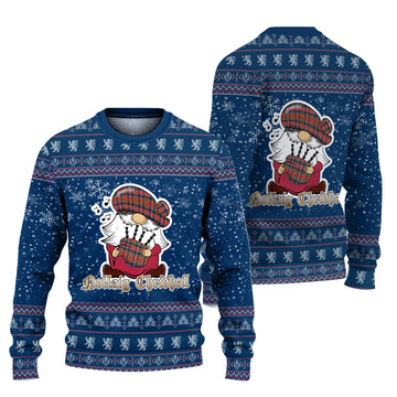 MacDuff Ancient Clan Christmas Family Ugly Sweater with Funny Gnome Playing Bagpipes