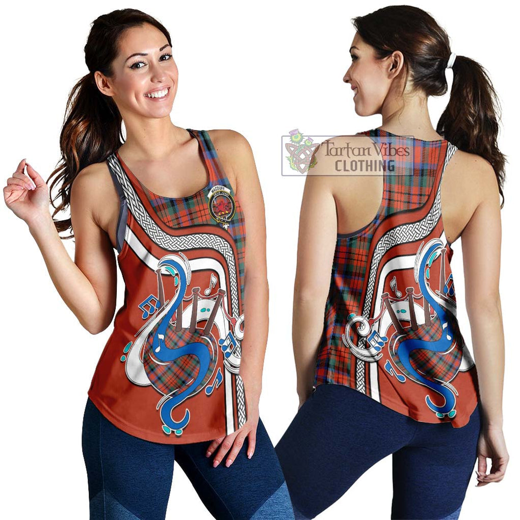 MacDuff Ancient Tartan Women's Racerback Tanks with Epic Bagpipe Style 4XL - Tartanvibesclothing Shop