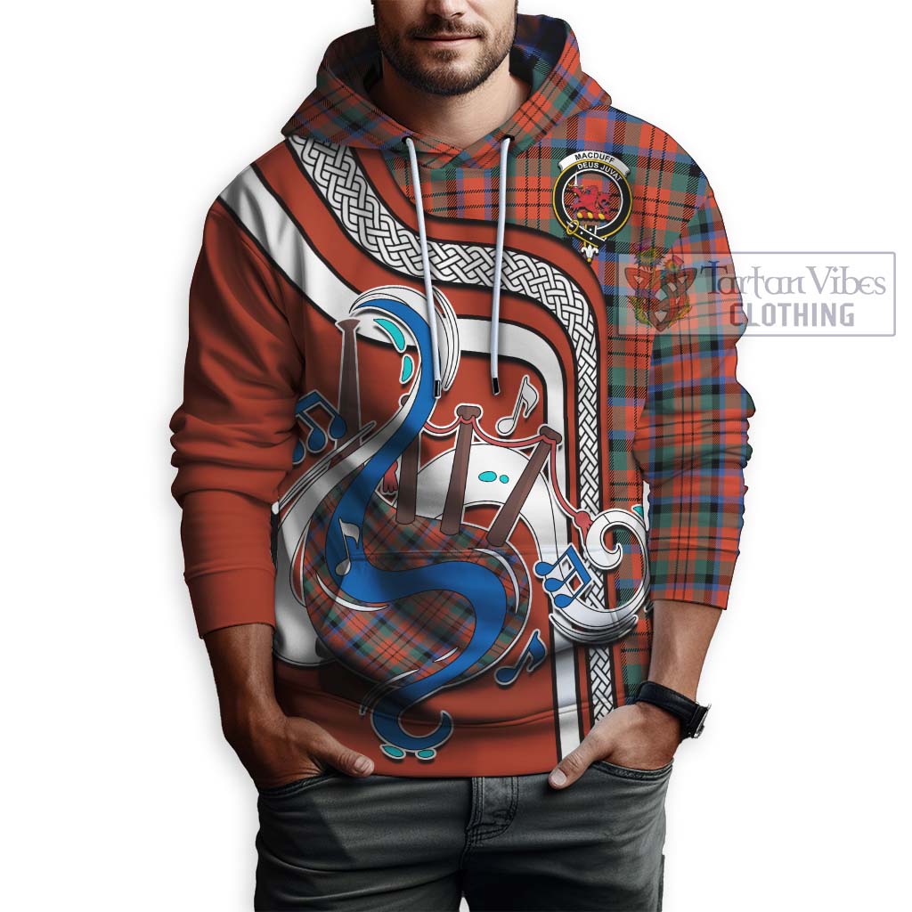 Tartan Vibes Clothing MacDuff Ancient Tartan Hoodie with Epic Bagpipe Style