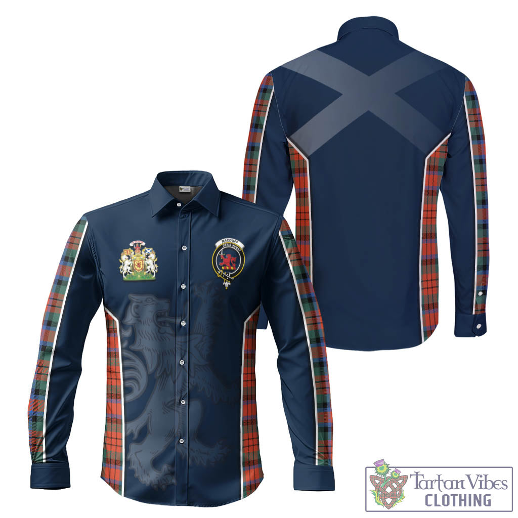 Tartan Vibes Clothing MacDuff Ancient Tartan Long Sleeve Button Up Shirt with Family Crest and Lion Rampant Vibes Sport Style