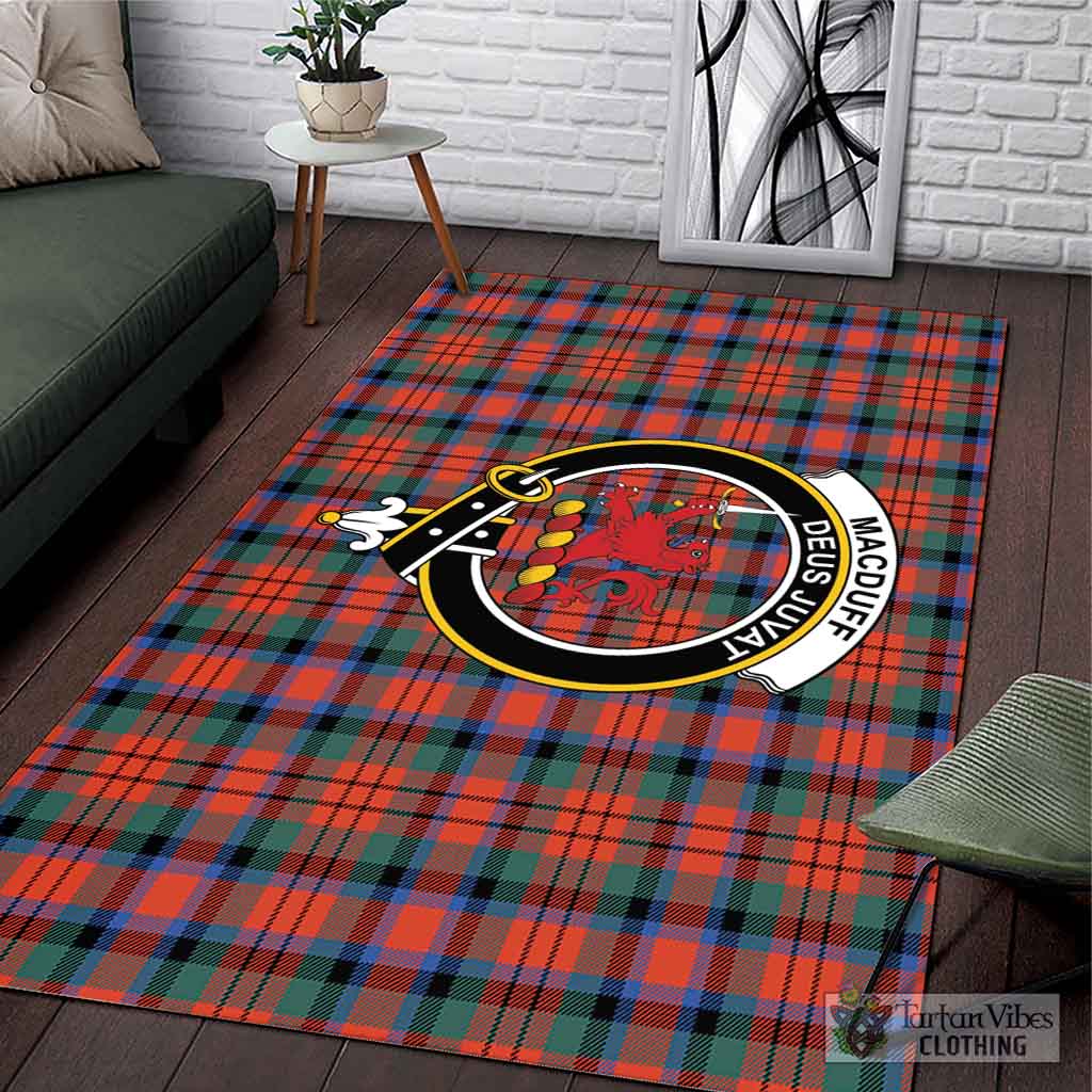 Tartan Vibes Clothing MacDuff Ancient Tartan Area Rug with Family Crest