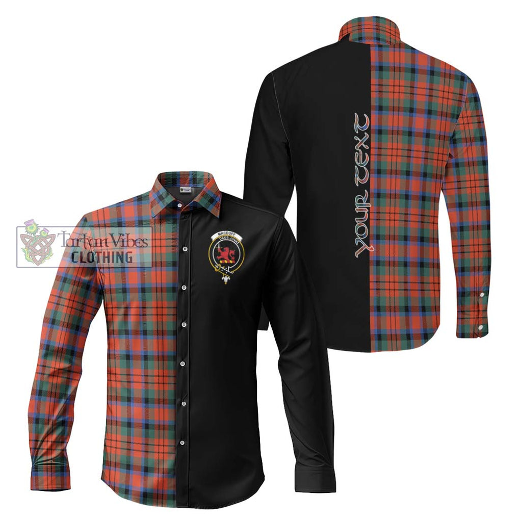 MacDuff Ancient Tartan Long Sleeve Button Shirt with Family Crest and Half Of Me Style Men's Shirt S - Tartanvibesclothing Shop