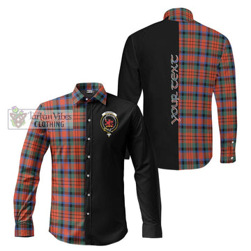 MacDuff Ancient Tartan Long Sleeve Button Shirt with Family Crest and Half Of Me Style