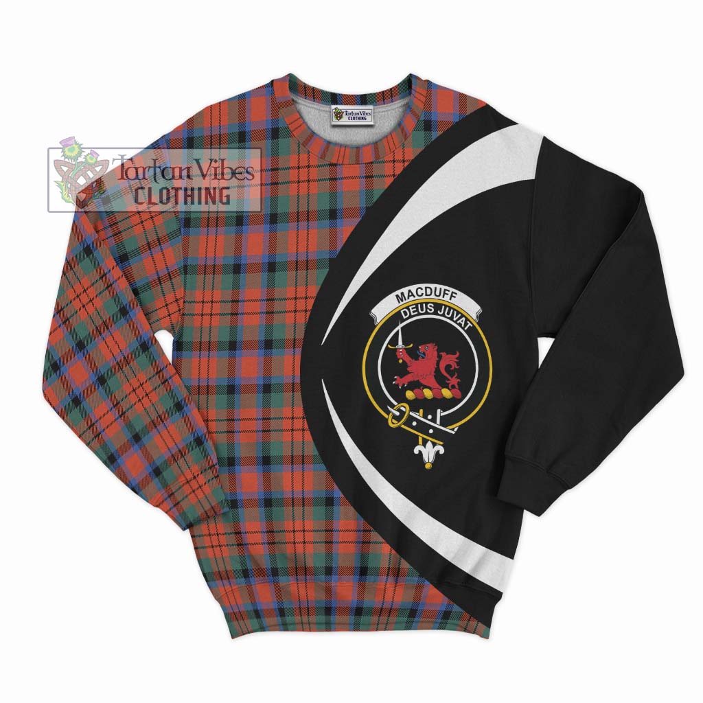 MacDuff Ancient Tartan Sweatshirt with Family Crest Circle Style Unisex - Tartan Vibes Clothing