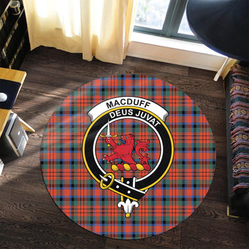 MacDuff Ancient Tartan Round Rug with Family Crest