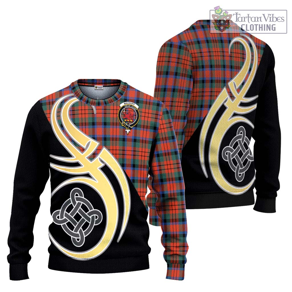 MacDuff Ancient Tartan Knitted Sweater with Family Crest and Celtic Symbol Style Unisex - Tartan Vibes Clothing