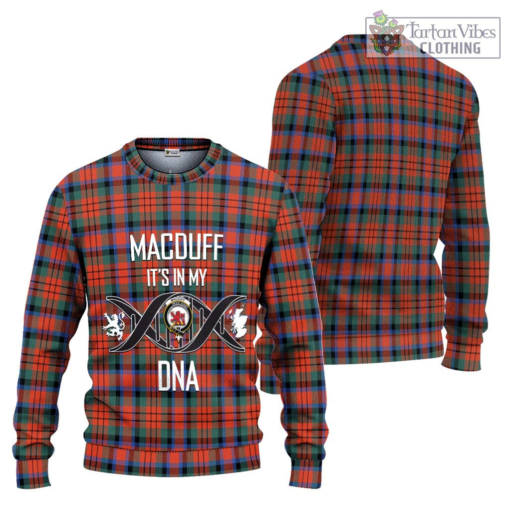 MacDuff Ancient Tartan Knitted Sweater with Family Crest DNA In Me Style Unisex - Tartanvibesclothing Shop