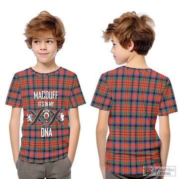 MacDuff Ancient Tartan Kid T-Shirt with Family Crest DNA In Me Style