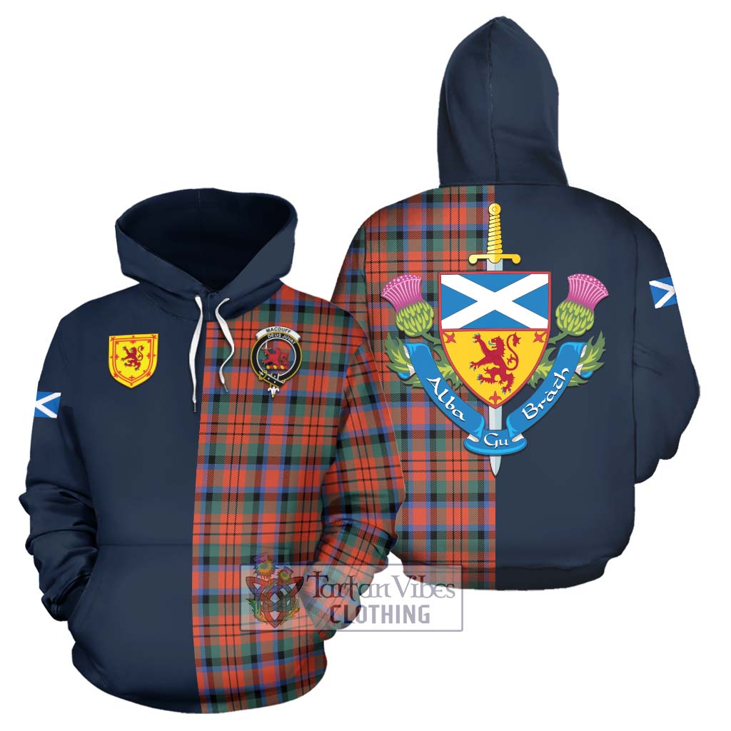 Tartan Vibes Clothing MacDuff Ancient Tartan Hoodie with Scottish Lion Royal Arm Half Style