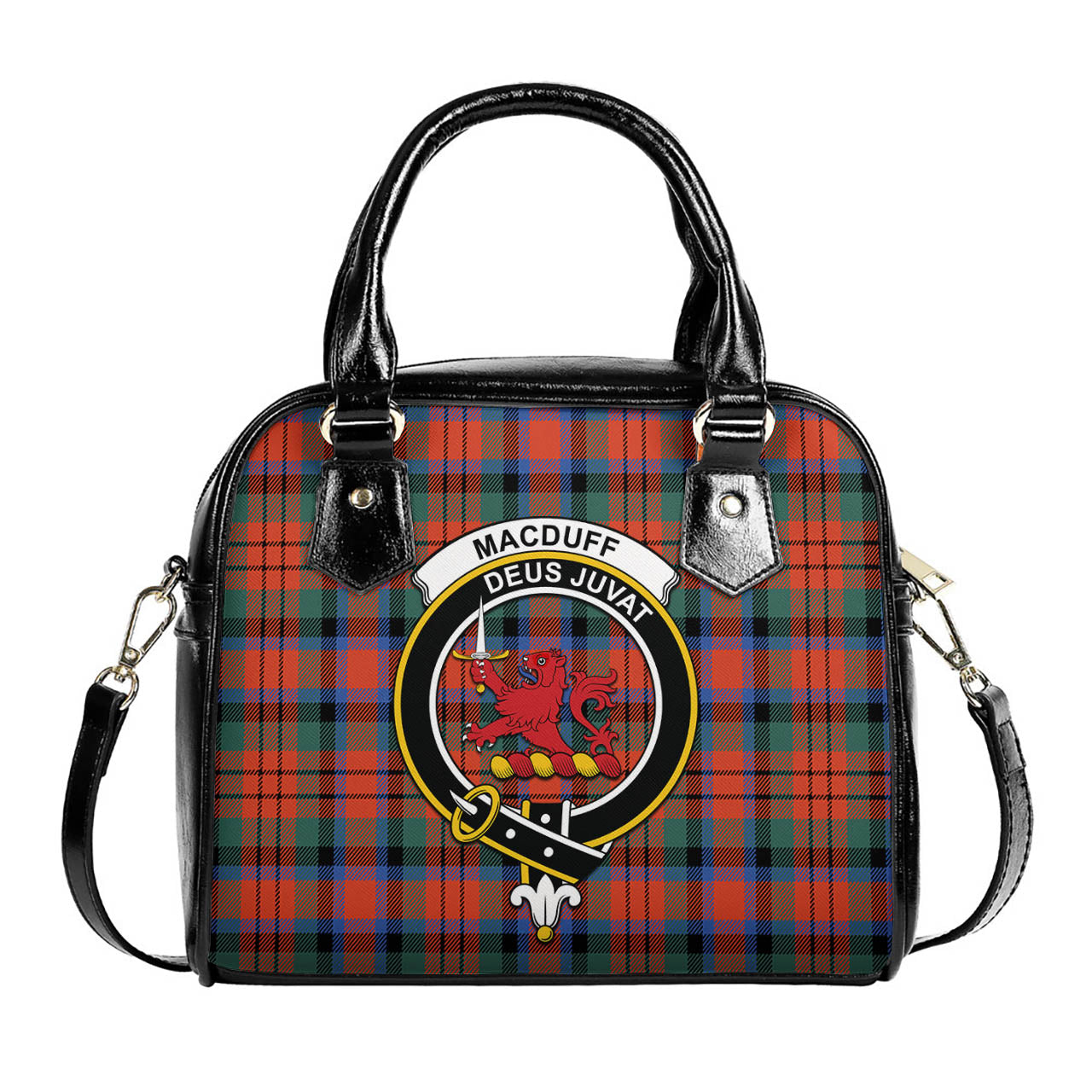 MacDuff Ancient Tartan Shoulder Handbags with Family Crest One Size 6*25*22 cm - Tartanvibesclothing