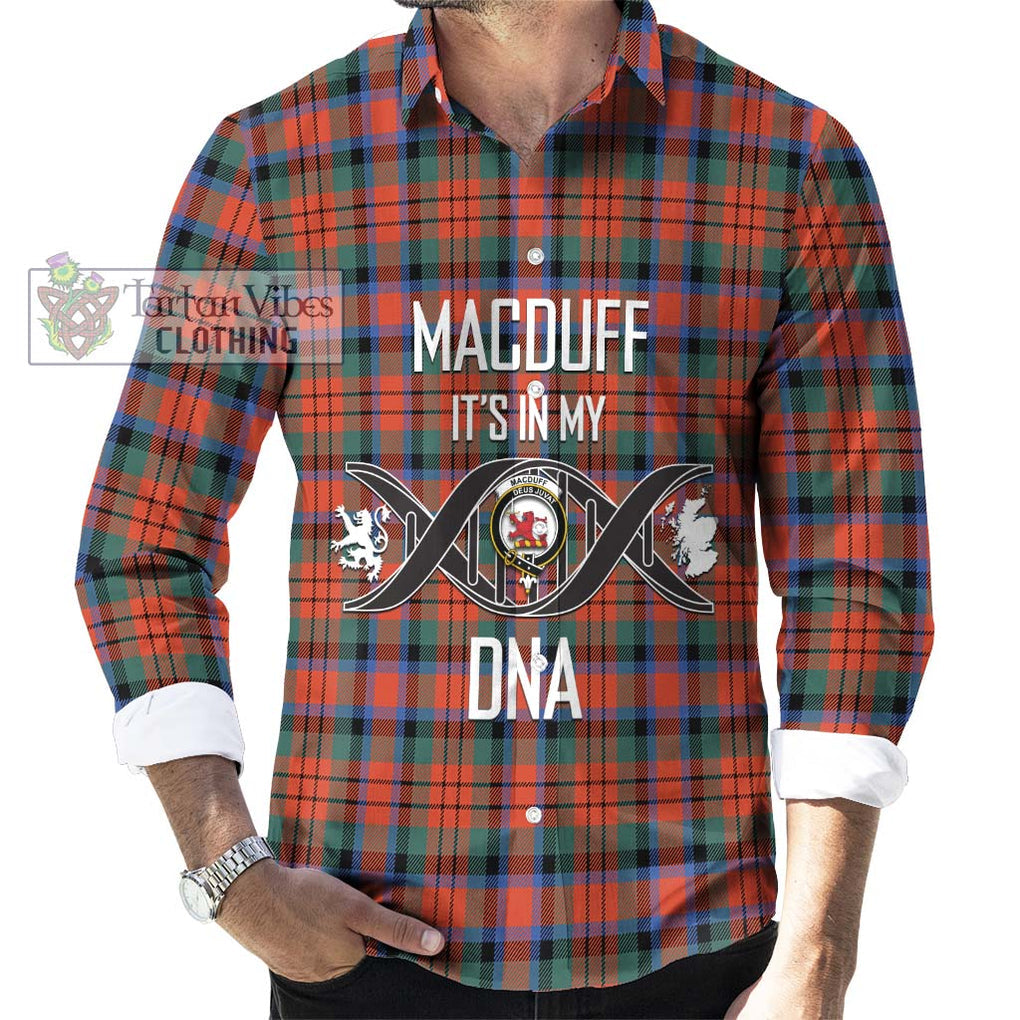 MacDuff Ancient Tartan Long Sleeve Button Shirt with Family Crest DNA In Me Style Men's Shirt S - Tartanvibesclothing Shop