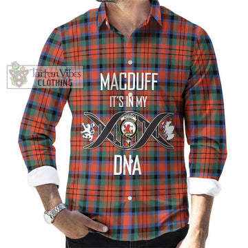 MacDuff Ancient Tartan Long Sleeve Button Shirt with Family Crest DNA In Me Style