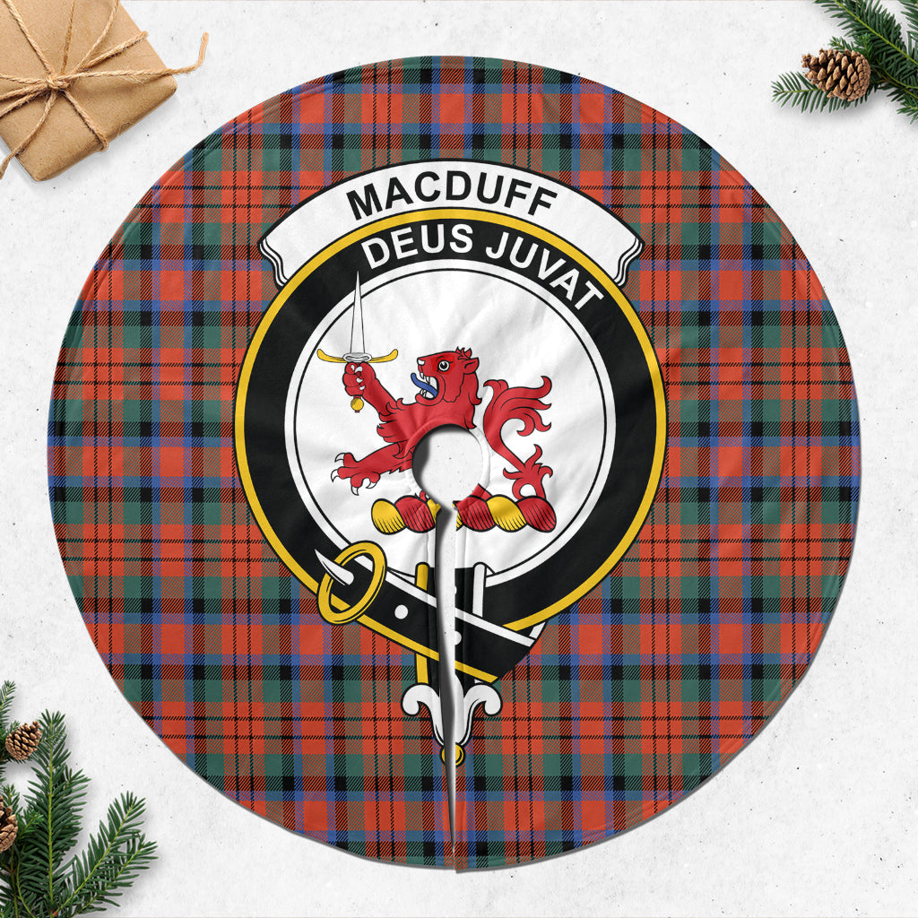 MacDuff Ancient Tartan Christmas Tree Skirt with Family Crest - Tartanvibesclothing