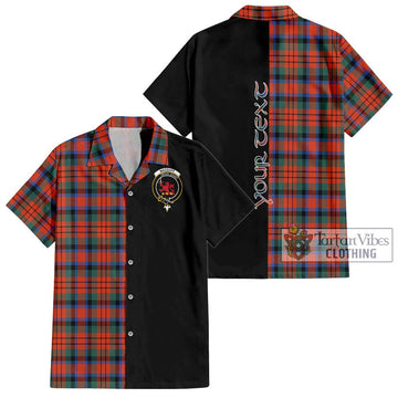 MacDuff Ancient Tartan Short Sleeve Button Shirt with Family Crest and Half Of Me Style