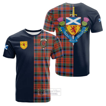 MacDuff Ancient Tartan Cotton T-shirt Alba with Scottish Lion Royal Arm Half Style