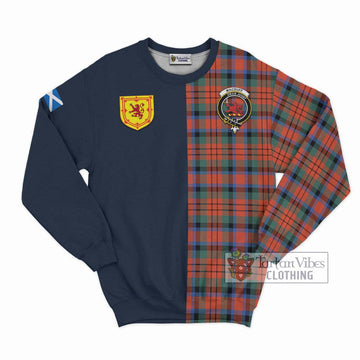 MacDuff Ancient Tartan Sweatshirt Alba with Scottish Lion Royal Arm Half Style