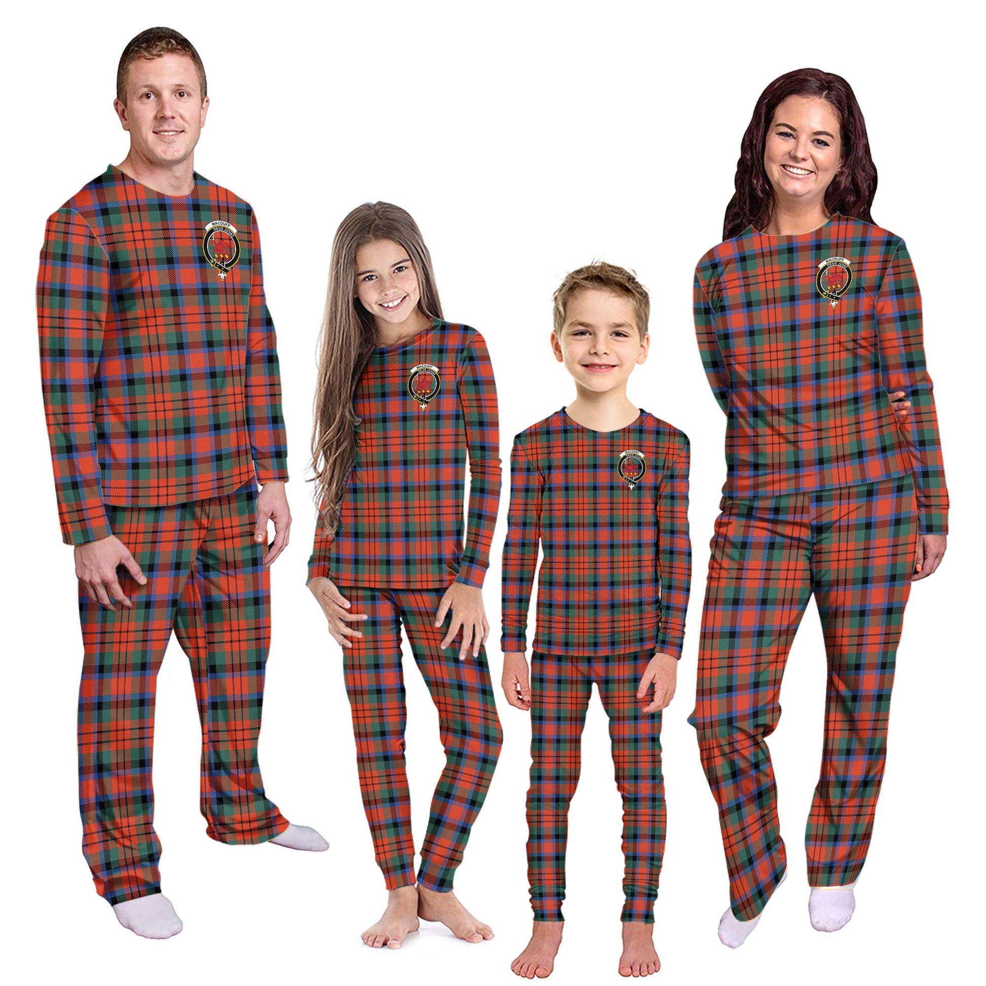 MacDuff Ancient Tartan Pajamas Family Set with Family Crest - Tartanvibesclothing