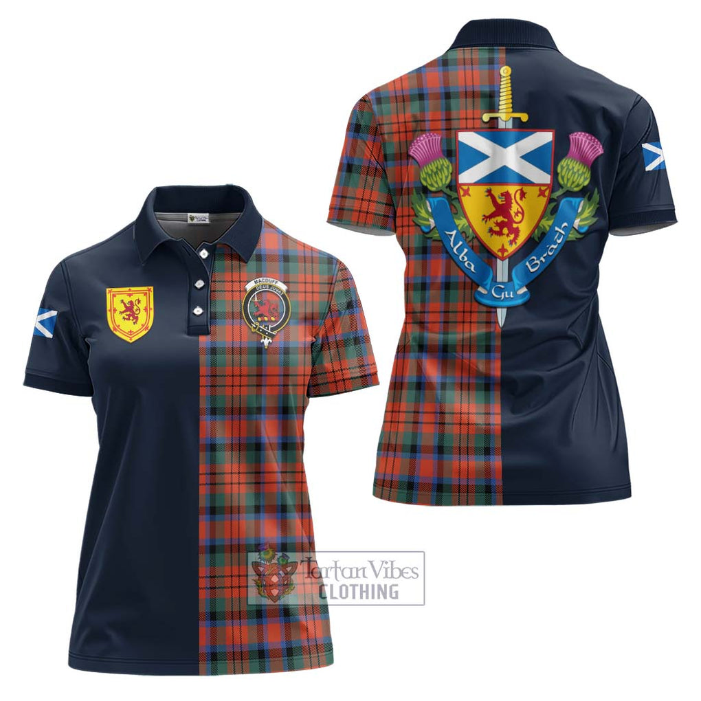 Tartan Vibes Clothing MacDuff Ancient Tartan Women's Polo Shirt with Scottish Lion Royal Arm Half Style