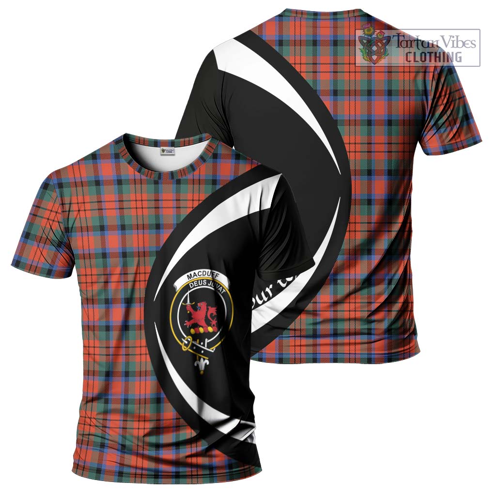 Tartan Vibes Clothing MacDuff Ancient Tartan T-Shirt with Family Crest Circle Style