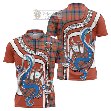 MacDuff Ancient Tartan Zipper Polo Shirt with Epic Bagpipe Style