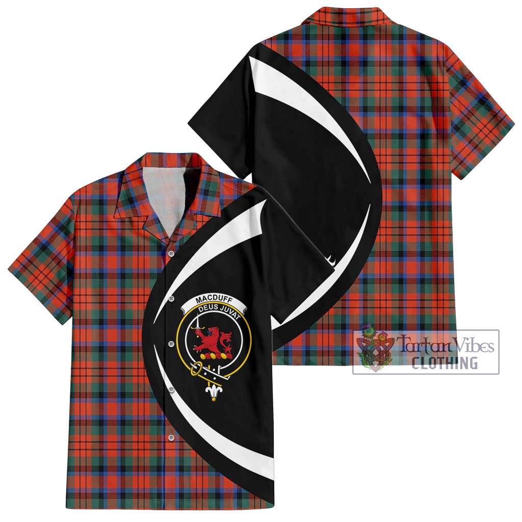 MacDuff Ancient Tartan Short Sleeve Button Up with Family Crest Circle Style Kid - Tartan Vibes Clothing