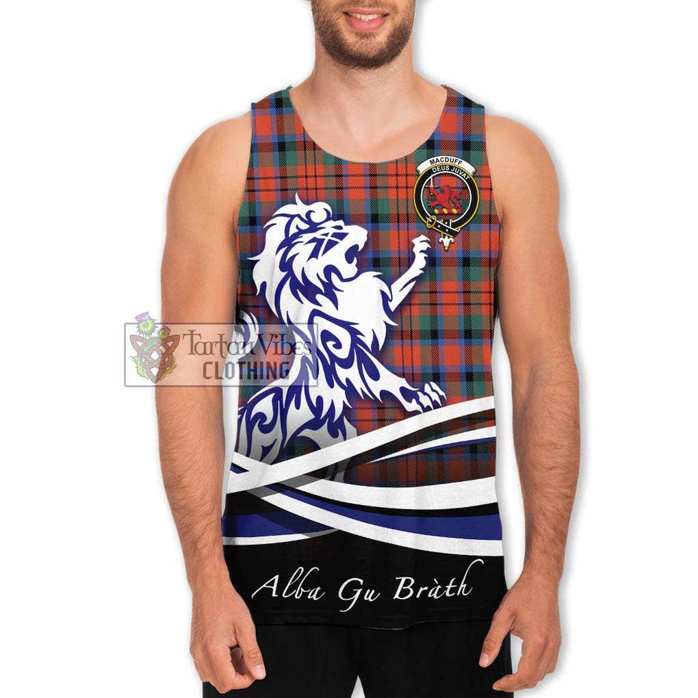 MacDuff Ancient Tartan Men's Tank Top with Alba Gu Brath Regal Lion Emblem Men - Tartanvibesclothing Shop