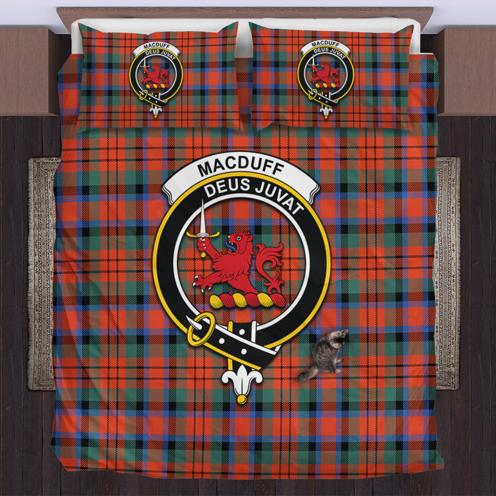 MacDuff Ancient Tartan Bedding Set with Family Crest US Bedding Set - Tartan Vibes Clothing