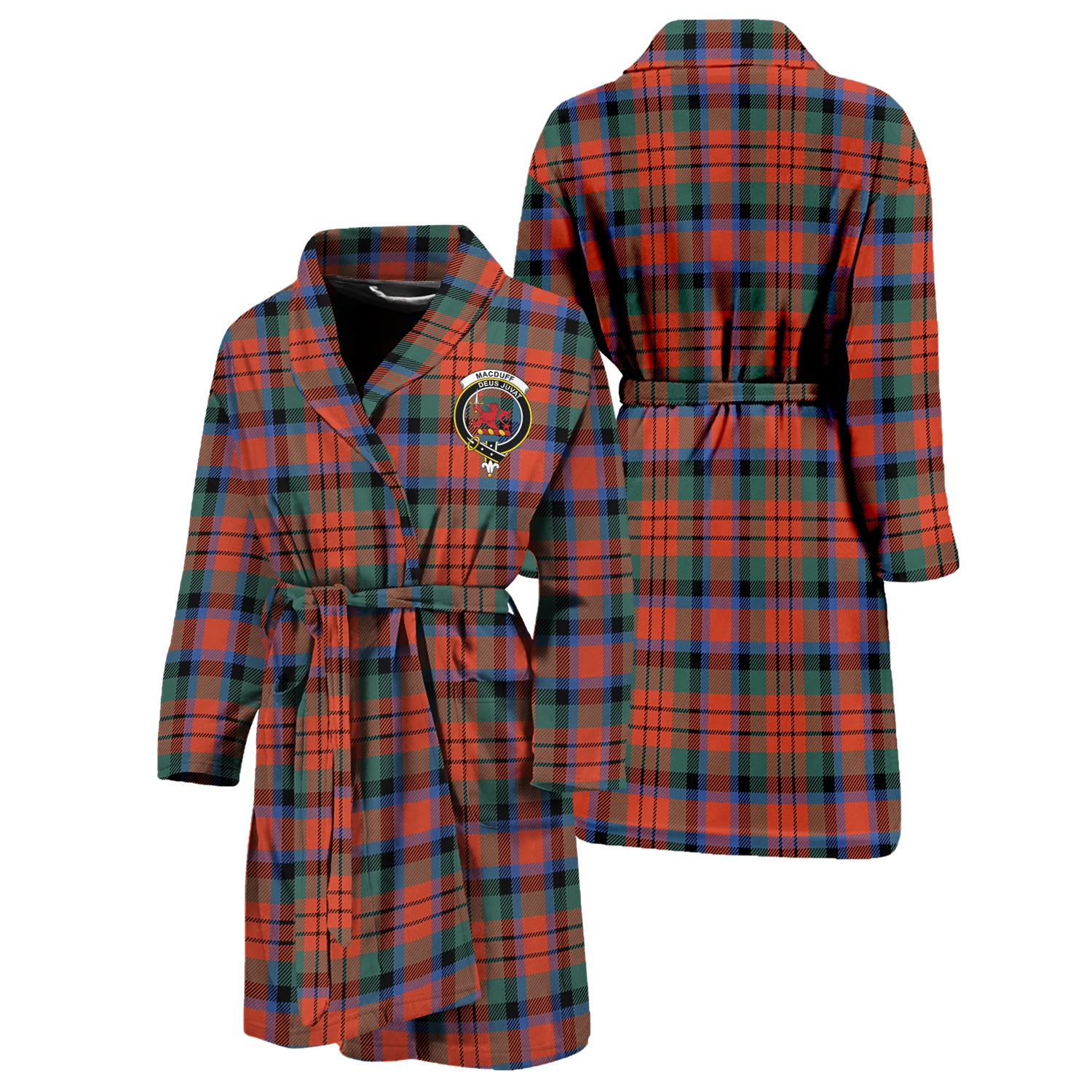 MacDuff Ancient Tartan Bathrobe with Family Crest Unisex S - Tartan Vibes Clothing