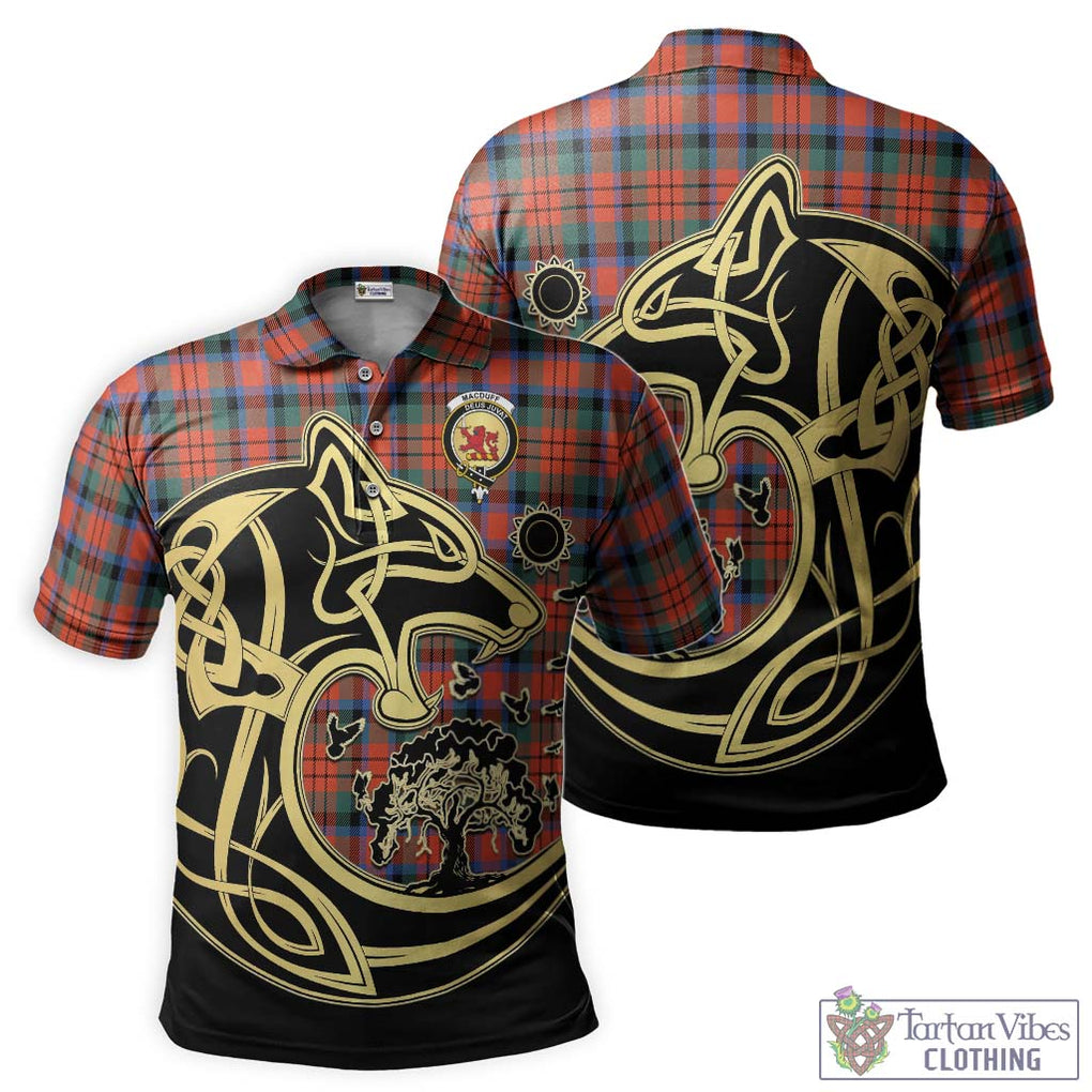 MacDuff Ancient Tartan Polo Shirt with Family Crest Celtic Wolf Style Kid - Tartanvibesclothing Shop