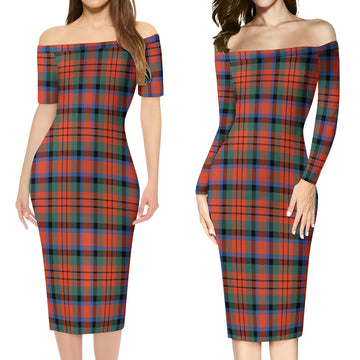 MacDuff Ancient Tartan Off Shoulder Lady Dress