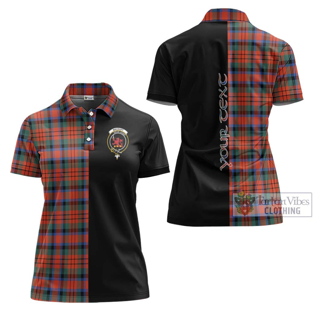 MacDuff Ancient Tartan Women's Polo Shirt with Family Crest and Half Of Me Style Women - Tartanvibesclothing Shop