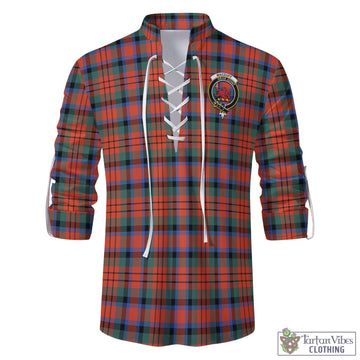 MacDuff Ancient Tartan Men's Scottish Traditional Jacobite Ghillie Kilt Shirt with Family Crest