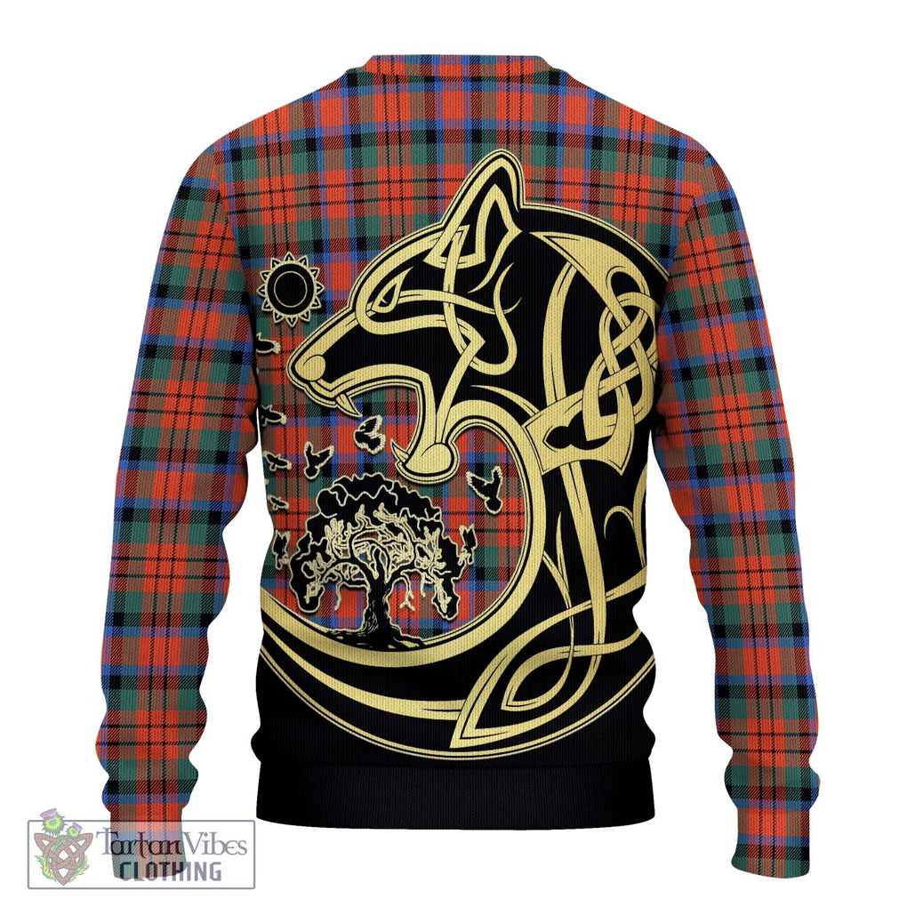 MacDuff Ancient Tartan Knitted Sweater with Family Crest Celtic Wolf Style - Tartan Vibes Clothing